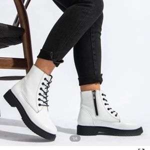 SHEIN white combat boots